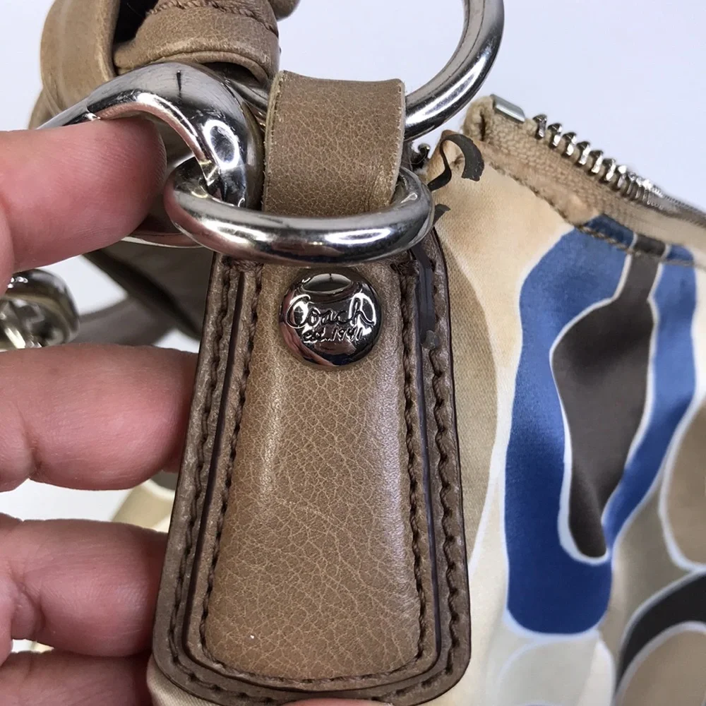 COACH KRISTIN OUTLINE OPT ART HOBO BAG CROSSBODY BAG BLUE MULTI COLORS